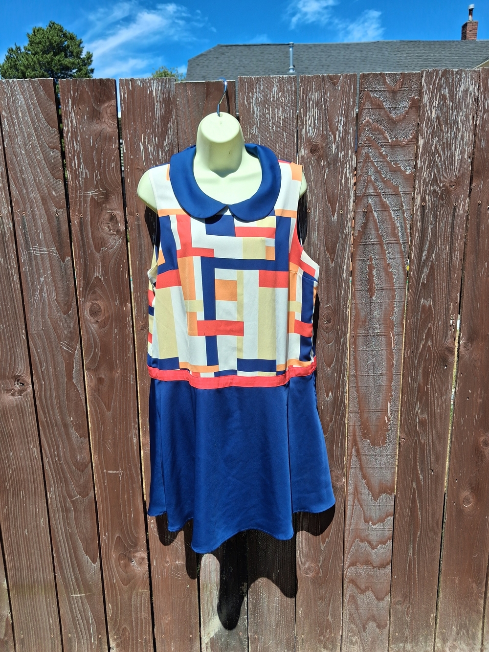 Modcloth Colorblock Navy, Cream, Coral Mini Dress